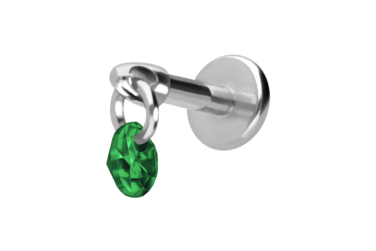 Titan Labret Piercing mit Innengewinde RUNDER KRISTALL